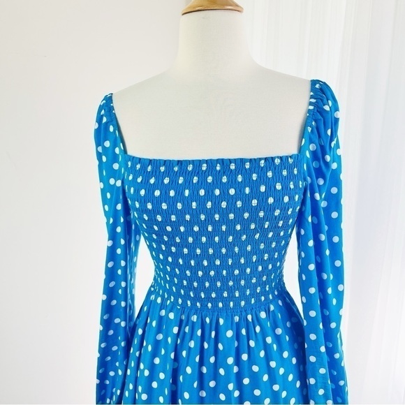 💋Anthropologie Dolan polka dots light blue maxi dress size S - Picture 6 of 16